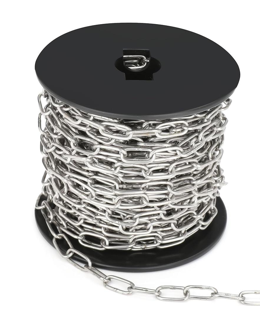 50ft Hanging Chain,304 Stainless Steel Chain, 1/16" Jack Chain, Metal Chains are Customizable for Hanging Bird Feeders/Dog Leashes/Signs & DIY Projects(1.5mm with Spool)