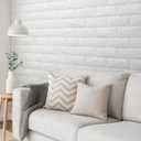 30 Pcs 3D Wall Panels, White Brick Printable 3D Wallpaper Stick and Peel, Self Adhesive Waterproof Foam Faux Brick Paneling for Bedroom, Bathroom, Kitchen, Fireplace (29.06 sq feet Coverage)