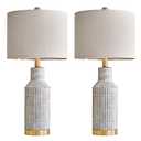 R&D Table lamp 2 Piece Set - Modern Living Room Bedside lamp - Ceramic Bedroom Bedside Table lamp