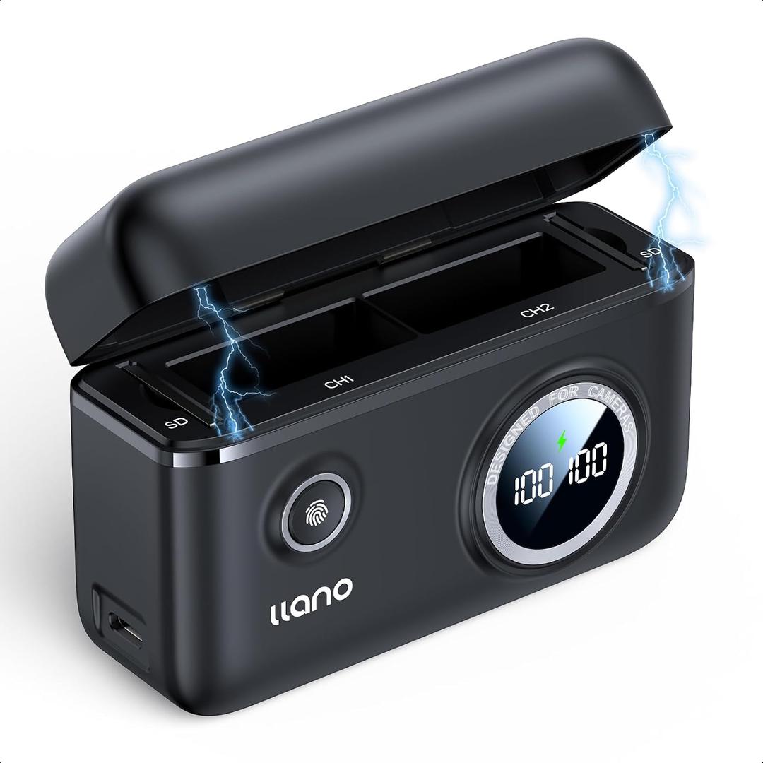 llano NP-W126s Camera Battery 18W Fast Dual USB C Charger, Compatible with Fujifilm X100V,X100V,XT30II,XM5,XT30, X100F, XT3, XT2, XE4, XA7, XE3, XT200,100, Smart Digital Display, Magnetic Snap Cover