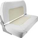 Double Boat Folding Seat,Waterproof Low-Back Boat Seat for T-Top, Fishing Bass Boat, (White and Beige)
