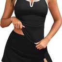 Tempt Me Women Tankini Swimsuits with Skirt - Two Piece Bathing Suits with Pockets Tummy Control V-Wire Swimwear 2026 (Large, Black White)