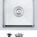 15" Undermount Single Bowl Bar Sink Brushed Stainless Steel, D15" x W15" x H6"