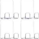 Clear Adhesive Hooks for Shower Wall Shaver Holder Razor Holder Storage Holders for Phone, Bathtub Organizers and Storage Shower Hook Kitchen Organizer for Razor Plug Towel (Clear-4pcs)