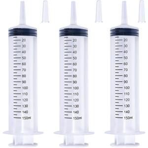 150ml Large Syringes for Liquid, Oral, Scientific Labs, Measurement, Dispensing, with Cap- 3 Pack 150 ml Syringe