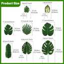 Jungle Party Decorations, 78 Pieces 8 Kinds Artificial Palm Leaves Green Tropical Leaves with Stems Jungle Leaves Decorations Palm for Hawaiian Luau Party Jungle Beach Table