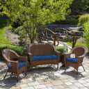 Arden Outdoor Wicker Settee Cushion, 41.5 x 18, Rain-Proof, Fade Resistant Cobalt Blue Texture