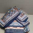 WONGS BEDDING Navy Blue Quilt Set King Size,Bohemian Patchwork Bedspread Coverlet Set, Reversible Farmhouse Floral Pattern Bedspreads Bedding Set for All Seasons (104"x90")