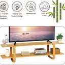 Bamboo TV Stand for TVs up to 65", Accent Entertainment Center with Storage, Media Console Table with Shelf, Modern TV Stand for Living Room, Bedroom, 55"(L), Burlywood