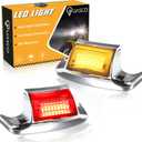 QUASCO Front Rear Fender Lights, Led Fender Tip Brake Tail Light Compatible with Harley Electra Glide Road King Softail Heritage Touring - Chrome Lens