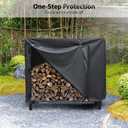 4 FT Firewood Rack Cover, Outdoor Log Rack Cover, 600D Oxford Waterproof Heavy Duty outdoor firewood Storage rack cover with Buckle, Cover Only (Black)