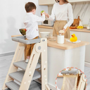 hoopyosms Foldable Toddler Tower Kitchen Step Stool for Sink Kids Adjustable Height Standing Tower for Children Montessori Learning Helper with Handles for Bathroom, Green