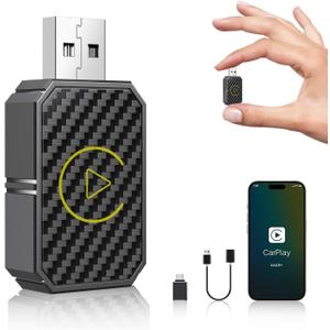 Mini Wireless CarPlay Adapter for Apple, Plug & Play Low Latency Converts Wired to Wireless CarPlay Dongle for iPhone iOS 10+, 2024 Upgrade, Connection Fast & Stable