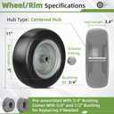 2 PCS 11x4.00-5" Lawn Mower Tires Flat Free,3/4" 5/8" 1/2" Bushing,3.4"-4"-4.5"-5" Centered Hub,Universal Fit Smooth Tread Tire for Zero Turn Lawn Mowers, with Universal Adapter Kit (Gray Rim)