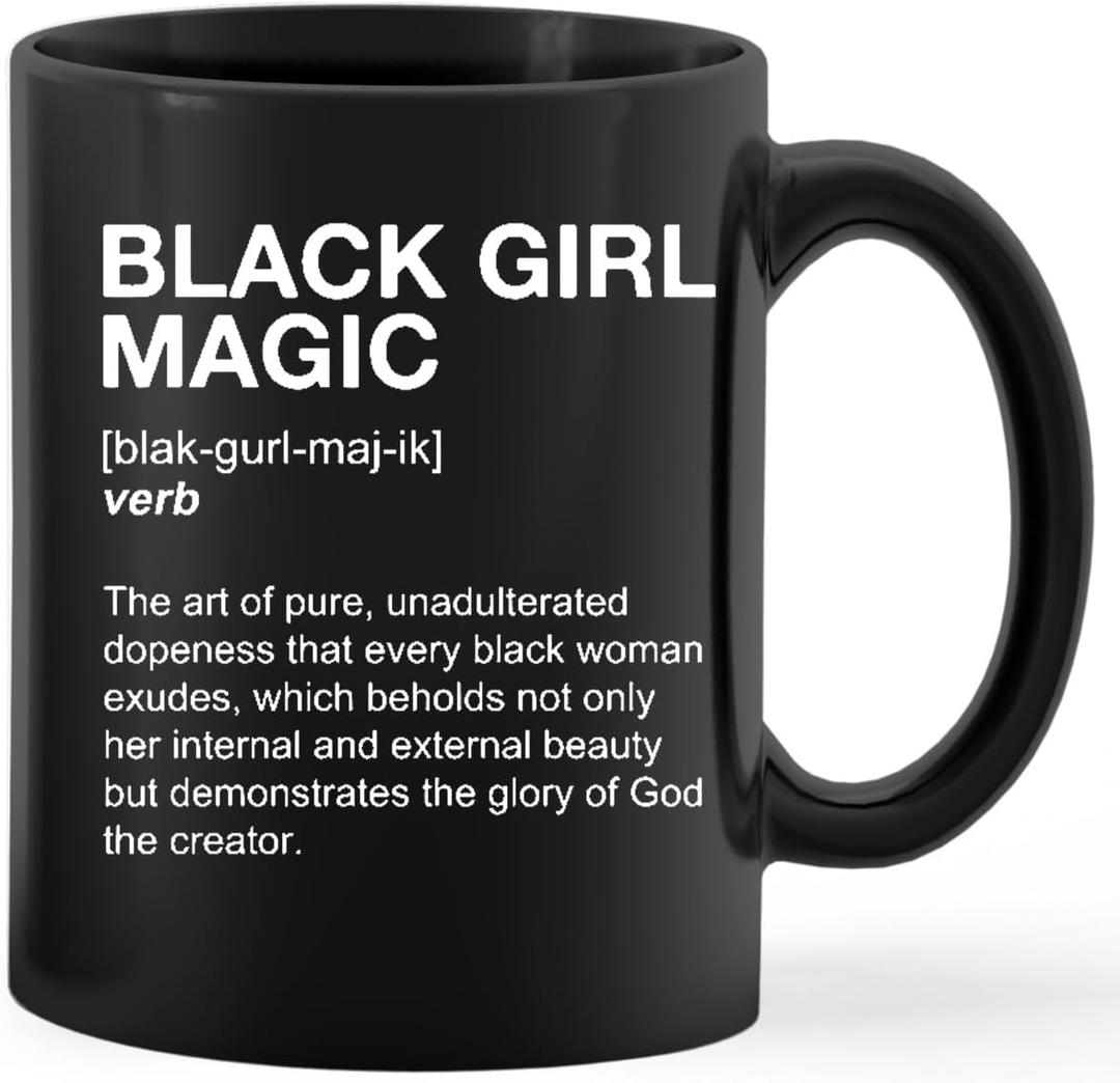 Kunlisa Black Girl Magic Gifts Coffee Mug - Gifts for Black Woman, African American Gifts, black Girl Stuff, Ceramic Coffee Mug 11 oz.