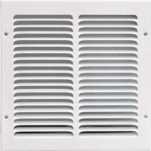 HVAC Premium 10'' x 8'' [Duct Opening] Flat Stamped Steel Return Air Grille - Sidewall and Ceiling - HVAC Vent Duct Cover - White [Outer Dimensions: 11.75''w X 9.75''h]
