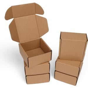 PHAREGE 4x4x2 inch Shipping Boxes 6 Pack Brown, Tab Lock Tuck Top Mailer Boxes for Packaging Small Business, Small Cardboard Gift Boxes for Wrapping Mailing Present