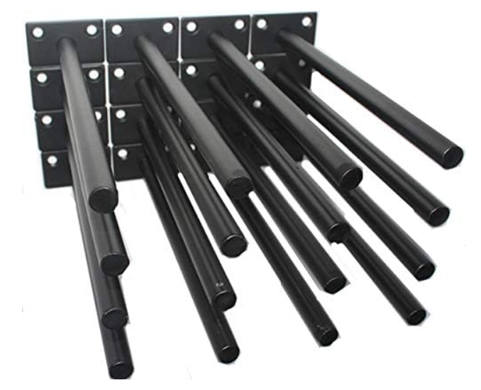 16 Pcs 8" Black Solid Steel Floating Shelf Bracket Blind Shelf Supports  Hidden Brackets for Floating Wood Shelves  Concealed Blind Shelf Support – Screws and Wall Plugs Included