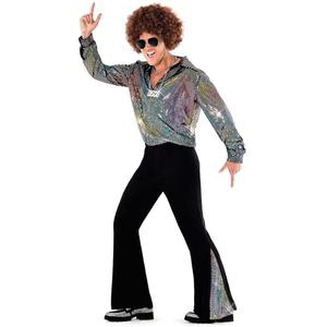 Morph Mens Disco Costume 70s Outfit Full Disco Shirt Retro Party Wear 70s Style Clothing for Men, L
