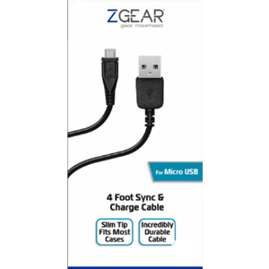 ZGear Micro USB Data Sync and Charge Cable - Black