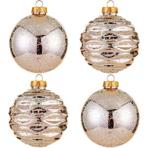 Large Christmas Ball Ornaments, Oversized Shatterproof Plastic Decorative Hanging Mercury Ornaments Ball for Xmas Holiday Party Decorations (Champagne, 4.0")