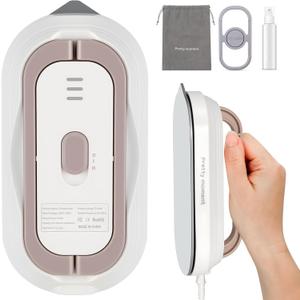 Travel Iron with Global Voltage, Mini Dry Iron for Clothes, 100-240V, 300W Max, Ceramic Non-Stick Soleplate, 0.8lbs Lightweight, 60s Heat Up