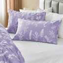 MUXHOMO Duvet Cover King Size, Reversible Floral Lavender Duvet Cover Set with Zipper Closure, 3 Pieces Botanical Patterns Soft Microfiber Bedding Set (90"x104", 2 Pillow Cases 20"36") (01 - Lavender Leaves (No Comforter))