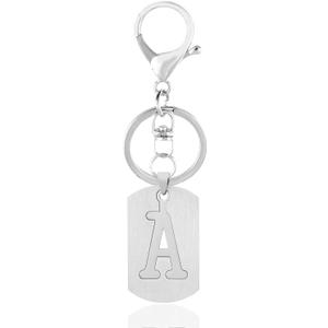 10 x A-Z Stainless Steel Letter Keychain - Alphabet Initial Key Ring for Men Women, Purse or Car Charm