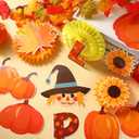 Pasimy Fall Bulletin Board Classroom Decorations with Paper Fans 3D Maple Leaf Scarecrow Autumn Pumpkin Cutouts Fall Autumn Thanksgiving Bulletin Board for Harvest School Classroom Decor