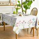 Horaldaily Spring Summer Tablecloth 60x104 Inch, Easter Watercolor Wild Flowers Blooming Floral Table Cover for Party Picnic Dinner Decor