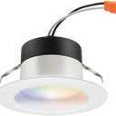 Juno RB4SC RGBW MW L/SKTWHIP M6 RetroBasics Smart Recessed LED Trim Kit, Tunable White 2700K - 5000K, RGBW Color Changing, Smooth Trim, Matte White, 4-Inch