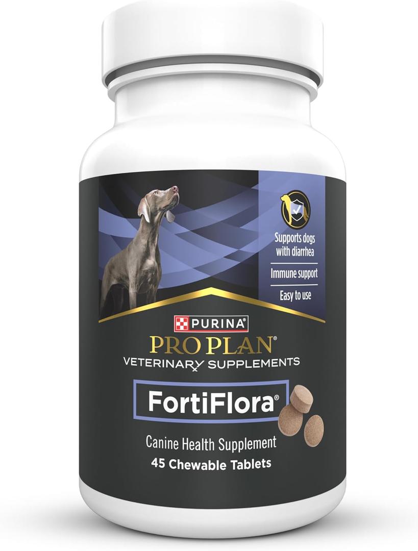 Purina Pro Plan Veterinary Supplements FortiFlora Chewable Dog Probiotic Supplement Tablets - 45 ct. Canister, Best By DEC 2026