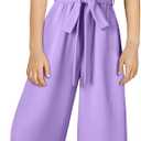 blibean Girls Sleeveless Jumpsuits Belted Wide Leg Romper with Pockets Size 6-7 Years (Purple)