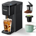 Tastyle Mini Hot and Iced Coffee Maker Single Serve, for K Cup and Ground, 6 to 14 Oz Brew Sizes, with Recipe Book, for Home, Travel, RV, Office and Dorm, Classic Black (2.0 Version)