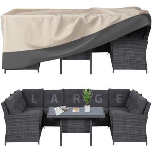 Patio Furniture Covers Waterproof Heavy Duty, 126"x126"x28" Extra Large Outdoor Dining Table and Chair Covers/ Waterproof UV Snow Resistant/ General Purpose Outside Sectional Sofa Set Covers (Beige with Grey)