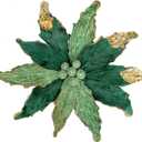 Briful 12'' Large Heads Christmas Glitter Poinsettia Flowers Christmas Tree Ornaments Set of 4 Artificial Flowers with Picks Stems for Xmas Tree Party DIY Holiday Decorations, Green and Glod