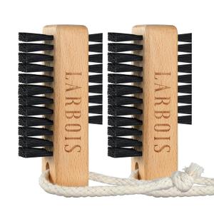 Nail Brush for Cleaning Fingernails, 2Pack Wooden Nail Brushes Fingernail Brush for Cleaning Nail Scrub Brush Two-sided with Hanging Rope (Beechwood) (Black)
