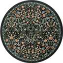 Moynesa Floral Round Area Rugs 6ft, Washable Boho Round Living Room Rug, Non Slip Soft Large Circle Rugs for Dining Room, Botanical Ultra Thin Floor Carpet for Bedroom Kitchen, Black