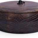 Handcrafted Wooden Mexican Tortilla Warmer Basket Indian Chapati Roti Bread Holder Box Pancake Keeper Serveware Hot Pot Casserole Dish With Lid Home Kitchen Dining Decor, Natural Brown, 9 x 3.5 Inches