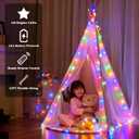 Star String Lights, 33ft 100 LED 8 Modes Star Fairy Lights Battery Operated Waterproof Indoor Outdoor for Bedroom Patio Party Wedding Tent Loft Bed Xmas Tree Decor, Multicolor