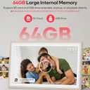 64GB Frameo 15.6" Digital Picture Frame Large 1920 x 1080 IPS FHD Touch Screen WiFi Electronic Photo Frames Share Moments Instantly Anywhere Best Gifts for Parents and Grandparents White Wood