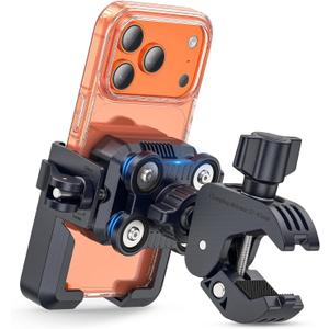 All-New Anti-Vibration Motorcycle Phone Mount Bike Phone Holder [Camera Frinedly] E-Bike Handlebar Holder with Secure Lock, Universal Phone Holder for Scooter Bicycle Fit 4.7-7'' Phone