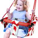 Toddler Swing  Comfy Baby Swing, Outdoor Indoor, Kids Swing Seat, Safety Harness, Secure, Safe Quick Click Locking System, Blister-Free Rope, Easy Installation (Red)