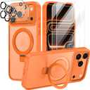 Lamcase for iPhone 17 Pro Max Case,with Magnetic Invisible Stand [Military Drop Protection] [Compatible with MagSafe] Shockproof Slim Translucent Anti-Slip with 2 Screen Protector,Orange