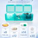 Monthly Pill Organizer 3 Times a Day Yonlog Large Medicine Box with Weekly Travel Bag, Pill Cutter, Easy-Open Pick, Pill Taker Tool, and 2 Medication Stickers (Black, 3 Times a Day)