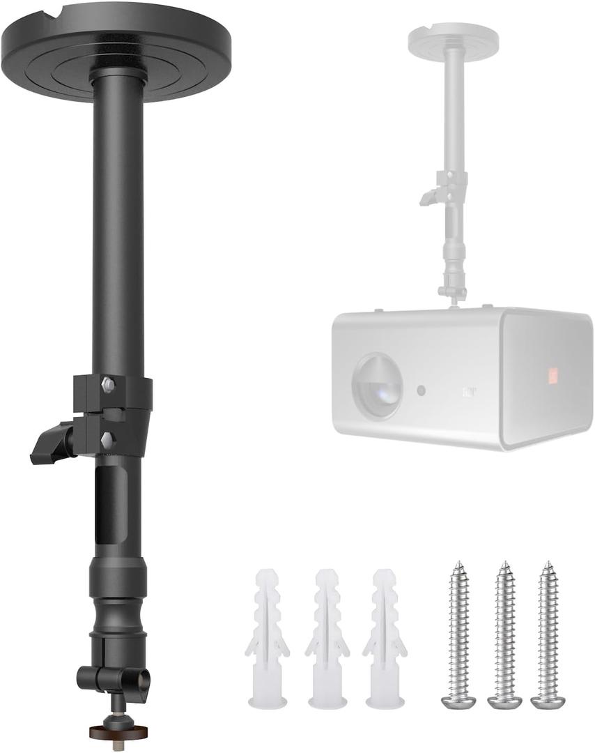 Projector Ceiling Mount, Universal Adjustable Height 14-20 inch, 360 Rotation, Holds up to 22lbs, Easy Install - for Epson, BenQ, Optoma, ViewSonic