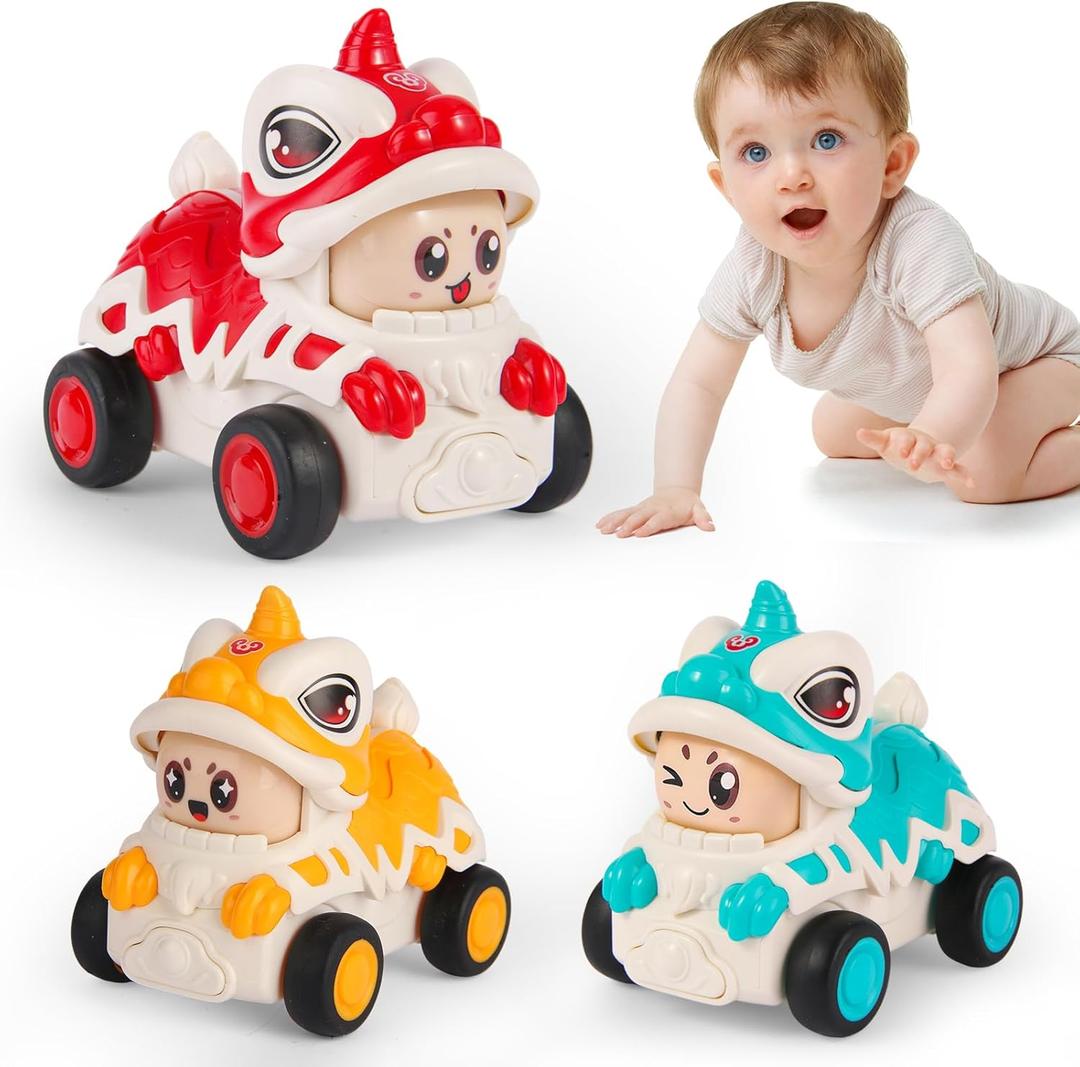 Push and Go Toy Cars for 1 2 3 Years Old Boys Toddlers Girls Kids Animal 360 Rotate Face Changing Baby Cars Toys Infant 6-12-18 Months Toys for First Birthday Gifts for One Two 1-3 Year Old