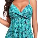 Aqua Eve Women's Underwire Tankini Swimsuit - Twist V Neck Flowy Bathing Suit Top Only, No Bottom, Large