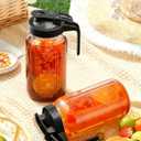 64 oz Mason Jar Pitcher Airtight & Leakproof Glass Pitcher with Lid, Perfect for Iced Tae, Sun Tea, Cold Brew, Breastmilk, 2 Quart (1/2 Gallon) Mason Jar with Pour Spout Lid Flip-Cap & Handle