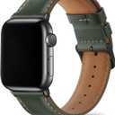 Tasikar Bands Compatible with Apple Watch Band 49mm 46mm 45mm 44mm 42mm Genuine Leather Replacement Straps Compatible with Apple Watch Ultra 3 2 1 SE Series 11 10 9 8 7 6 5 4 3, Green